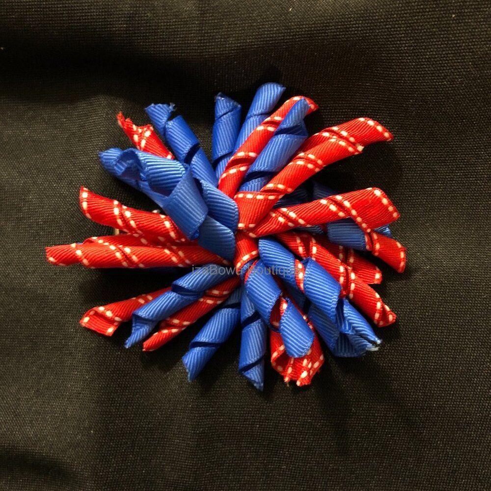 ***** Red & Royal Blue Korker Bow   4B2034   Handmade NWT Boutique